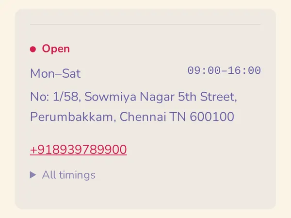 Timings and the address, with directions, as it looks on the Kidoz Montessori Pre School page