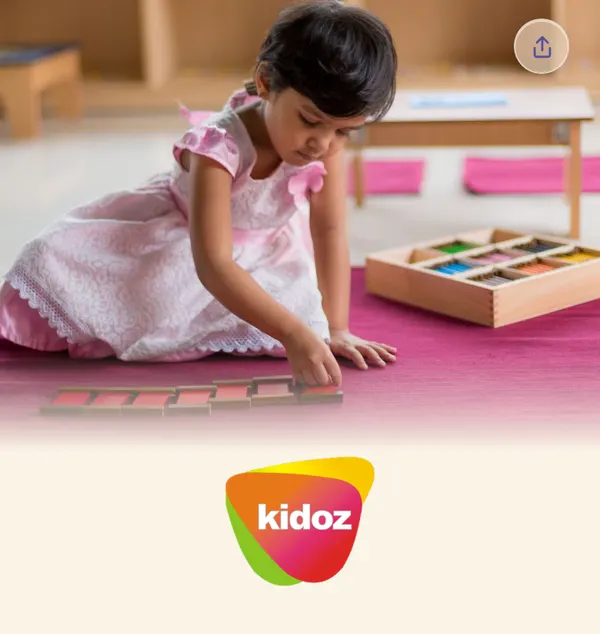 A real classroom photo, then the logo, as it looks on the Kidoz Montessori Pre School page